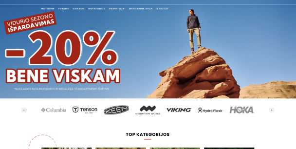 Aktív ruházat elérhetővé tétele több áruházból álló digitális jelenléttel Litvánia szabadtéri életmódjának vezetője számára