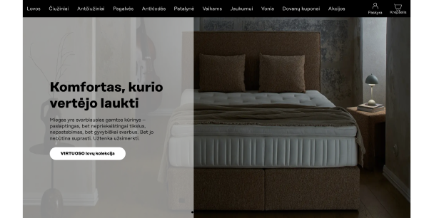 Bútorok és lakberendezési tárgyak újragondolva a Lonas.lt-vel, egy digitálisan továbbfejlesztett bemutatótermi élmény a litván belső terek számára.